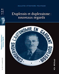 Nouvelle parution ! Volume 29, no 3, automne 2021 : Duplessis et duplessisme : nouveaux regards 